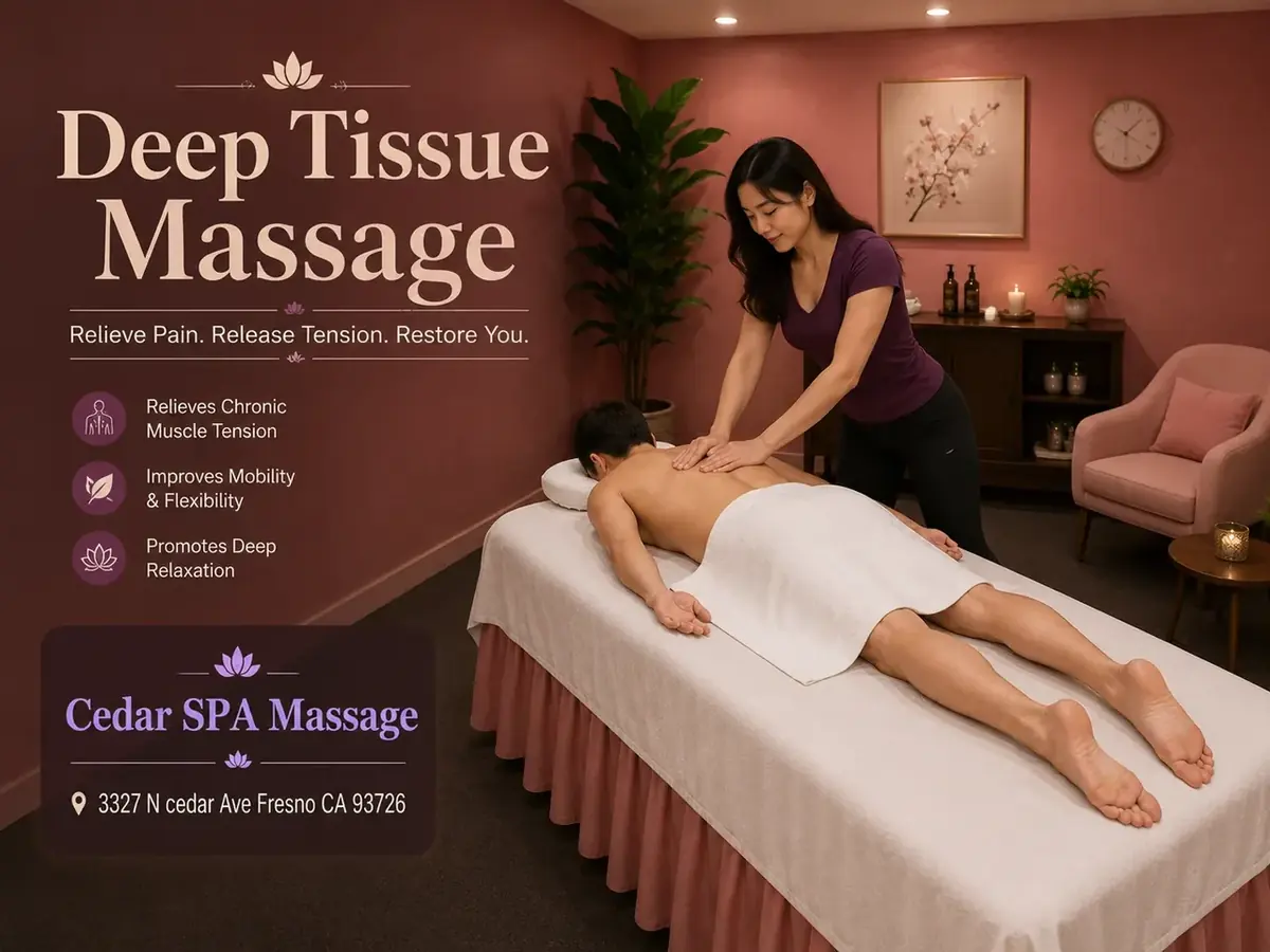 Deep tissue massage in Fresno, CA at Cedar Spa Massage